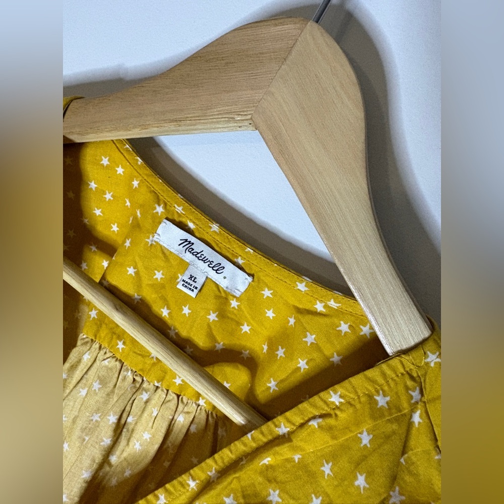 Madewell XL Star Scatter Wrap Top Blouse Golden Yellow - Picture 6 of 8